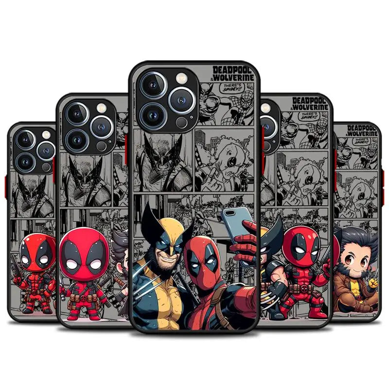 Capa de telefone transparente fosca Marvel Deadpool e Wolverine para Apple iPhone