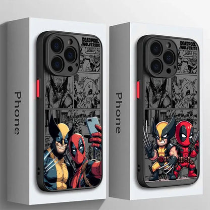 Capa de telefone transparente fosca Marvel Deadpool e Wolverine para Apple iPhone