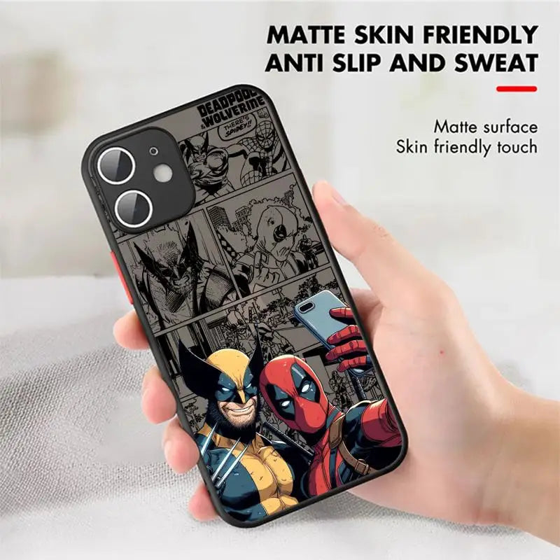 Capa de telefone transparente fosca Marvel Deadpool e Wolverine para Apple iPhone