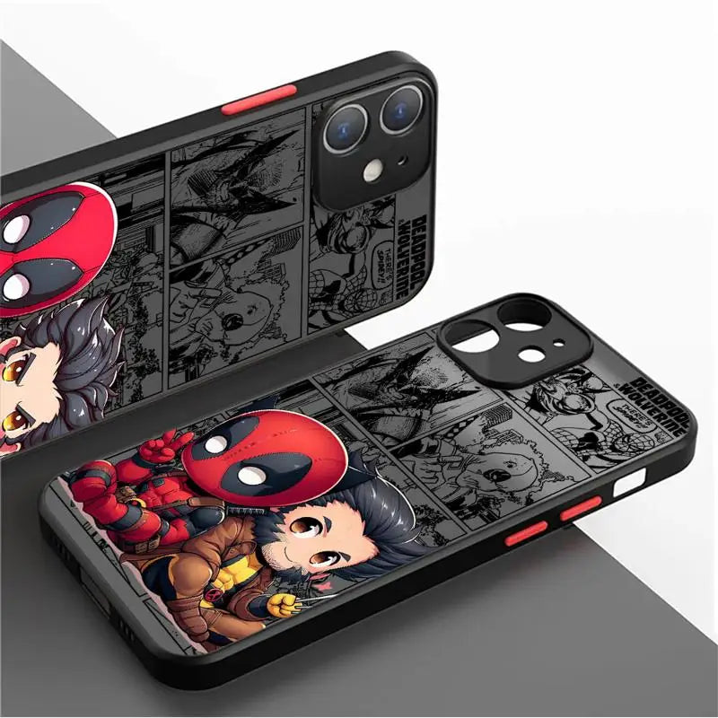 Capa de telefone transparente fosca Marvel Deadpool e Wolverine para Apple iPhone